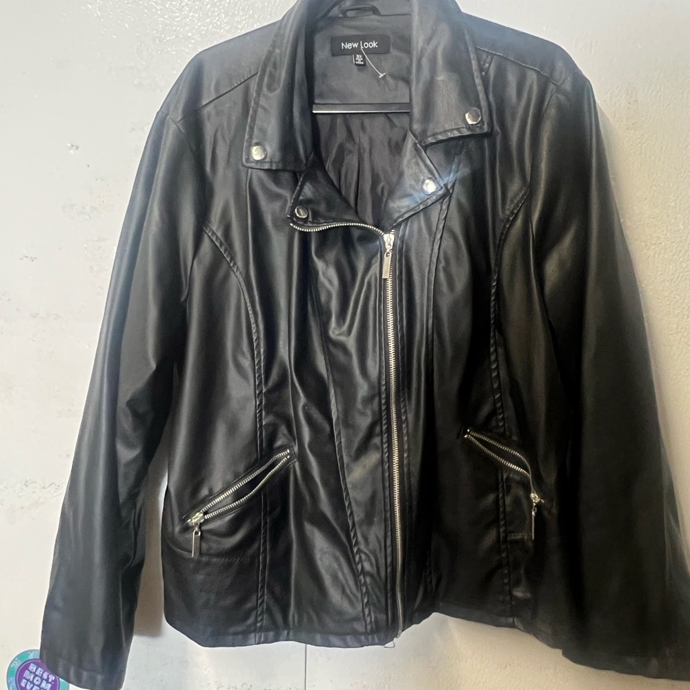 New Look Black Faux Leather Moto Jacket (#001)